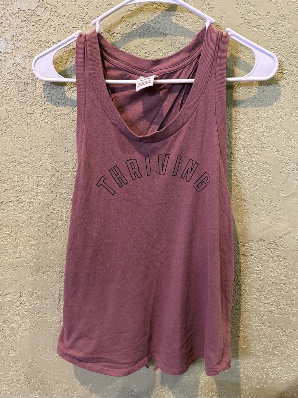 PINK Victoria's Secret Mauve Muscle Tank with THRIVING Print